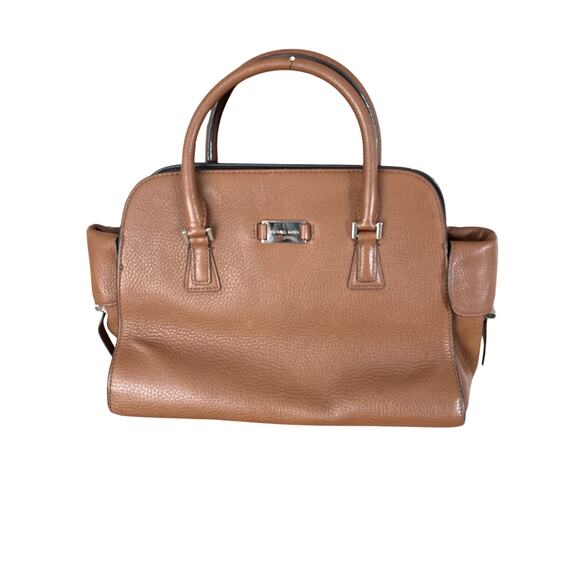 Michael Kors Brown Pebbled Leather Satchel Silver Hardware - Picture 5 of 10